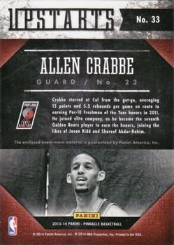 2013-14 Pinnacle - Upstarts Jerseys #33 Allen Crabbe Back