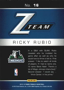 2013-14 Pinnacle - Z-Team #16 Ricky Rubio Back