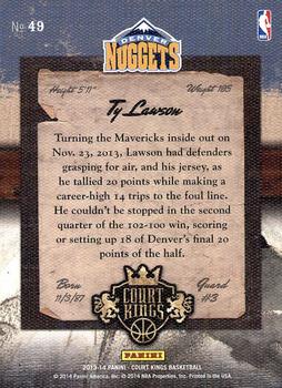 2013-14 Panini Court Kings #49 Ty Lawson Back