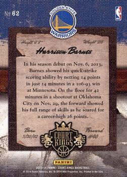 2013-14 Panini Court Kings #62 Harrison Barnes Back
