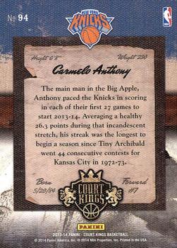 2013-14 Panini Court Kings #94 Carmelo Anthony Back
