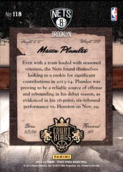 2013-14 Panini Court Kings #118 Mason Plumlee Back