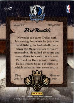 2013-14 Panini Court Kings #47 Dirk Nowitzki Back