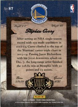 2013-14 Panini Court Kings #87 Stephen Curry Back