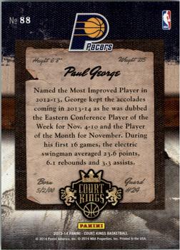 2013-14 Panini Court Kings #88 Paul George Back