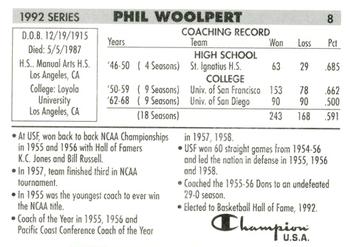 1992 Champion Hall of Fame Inductees #8 Phil Woolpert Back