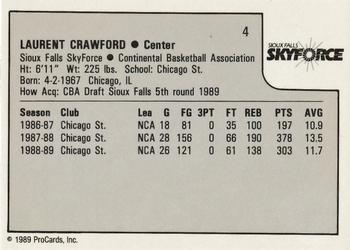 1989-90 ProCards CBA #4 Laurent Crawford Back