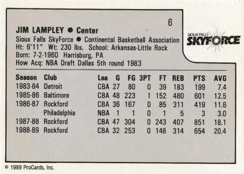 1989-90 ProCards CBA #6 Jim Lampley Back