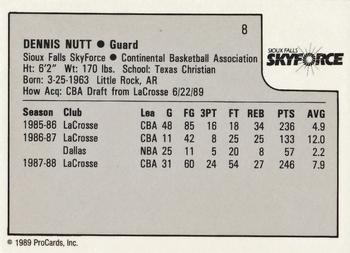 1989-90 ProCards CBA #8 Dennis Nutt Back
