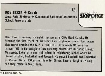 1989-90 ProCards CBA #12 Ron Ekker Back