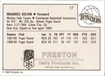 1989-90 ProCards CBA #17 Maurice Selvin Back
