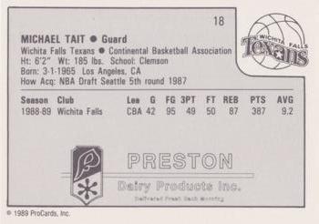1989-90 ProCards CBA #18 Michael Tait Back