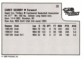 1989-90 ProCards CBA #28 Carey Scurry Back