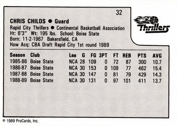 1989-90 ProCards CBA #32 Chris Childs Back