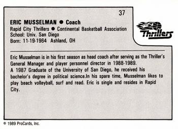 1989-90 ProCards CBA #37 Eric Musselman Back