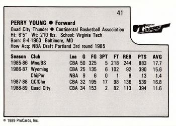 1989-90 ProCards CBA #41 Perry Young Back