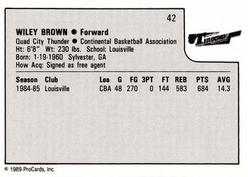 1989-90 ProCards CBA #42 Wiley Brown Back