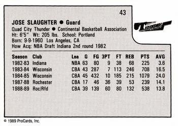 1989-90 ProCards CBA #43 Jose Slaughter Back