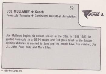 1989-90 ProCards CBA #52 Joe Mullaney Back