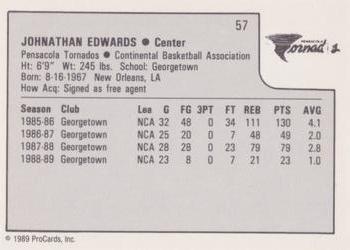 1989-90 ProCards CBA #57 Johnathan Edwards Back