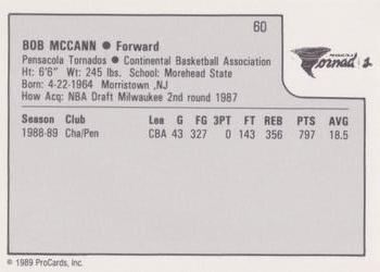1989-90 ProCards CBA #60 Bob McCann Back