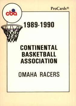 1989-90 ProCards CBA #61 Omaha Racers Checklist Front