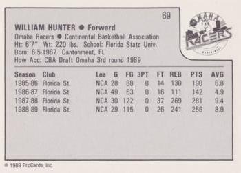 1989-90 ProCards CBA #69 Tat Hunter Back