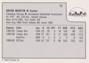 1989-90 ProCards CBA #79 Brian Martin Back