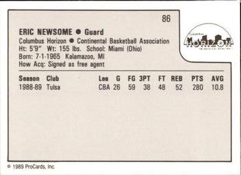 1989-90 ProCards CBA #86 Eric Newsome Back