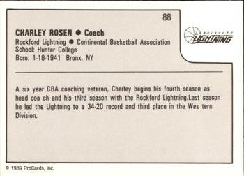 1989-90 ProCards CBA #88 Charley Rosen Back