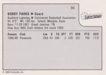 1989-90 ProCards CBA #94 Bobby Parks Back
