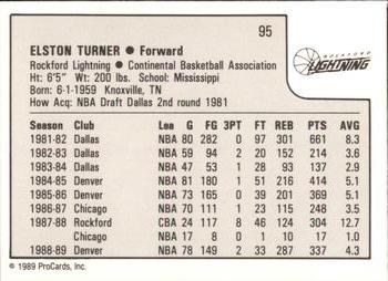 1989-90 ProCards CBA #95 Elston Turner Back