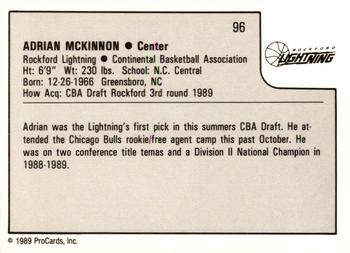 1989-90 ProCards CBA #96 Adrian McKinnon Back