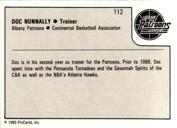 1989-90 ProCards CBA #112 Doc Nunnally Back