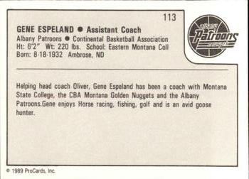 1989-90 ProCards CBA #113 Gene Espeland Back