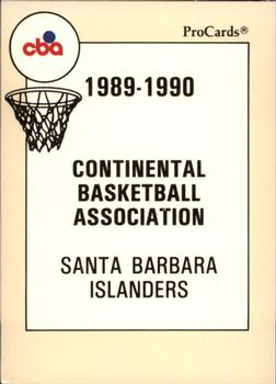 1989-90 ProCards CBA #115 Santa Barbara Islanders Checklist Front