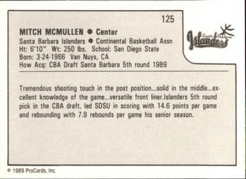 1989-90 ProCards CBA #125 Mitch McMullen Back