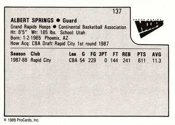 1989-90 ProCards CBA #137 Albert Springs Back