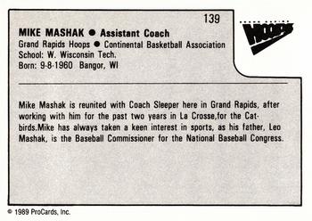 1989-90 ProCards CBA #139 Mike Mashak Back