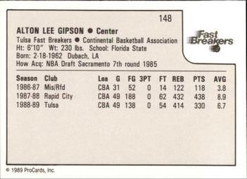 1989-90 ProCards CBA #148 Al Gipson Back