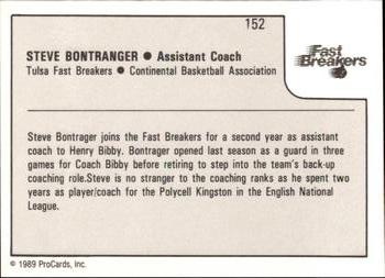 1989-90 ProCards CBA #152 Steve Bontranger Back