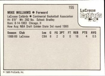 1989-90 ProCards CBA #155 Mike Williams Back