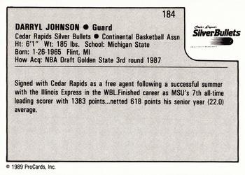 1989-90 ProCards CBA #184 Darryl Johnson Back