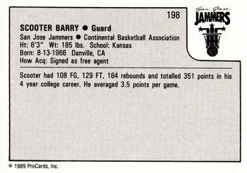 1989-90 ProCards CBA #198 Scooter Barry Back