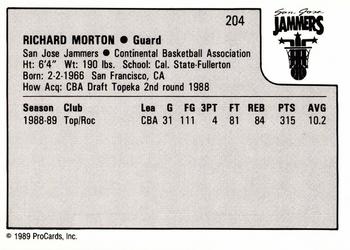 1989-90 ProCards CBA #204 Richard Morton Back