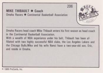 1989-90 ProCards CBA #206 Mike Thibault Back