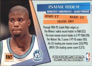 1995-96 Stadium Club - Reign Men Members Only #RM5 Isaiah Rider Back