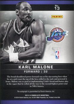 2013-14 Panini Elite - All-Time Greats Autographs #13 Karl Malone Back