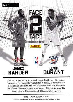2013-14 Panini Elite - Face 2 Face #5 James Harden / Kevin Durant Back