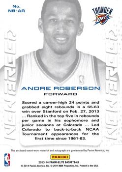 2013-14 Panini Elite - New Breed Autograph Jerseys #NB-AR Andre Roberson Back